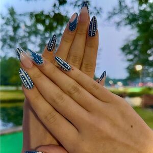 Blue and White Polka Dot Whale Shark Nail Art Press On Nails